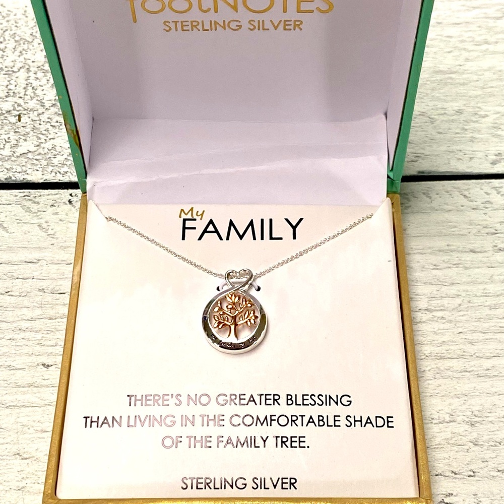 NIB Footnotes Sterling Silver Necklace My Family with Tree | Mother's Day Gift